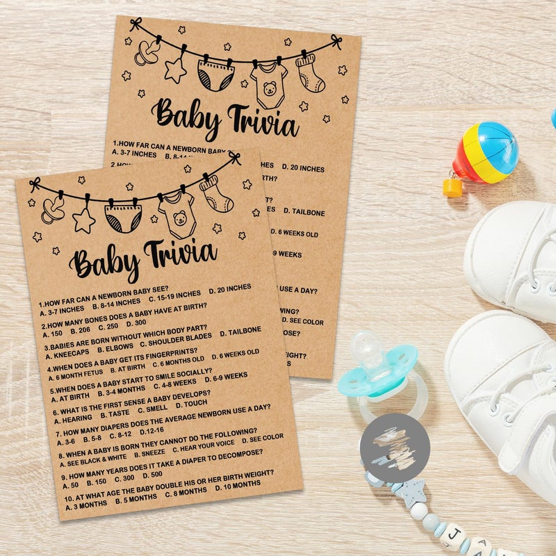 Misaidou Baby Shower Game, Baby Trivia Game Cards, Baby Shower Party Games Supplies & Activities, Party Activities Ideas Supplies, Baby Shower Ideas, 30 Game Cards Included, Kraft - Image 3